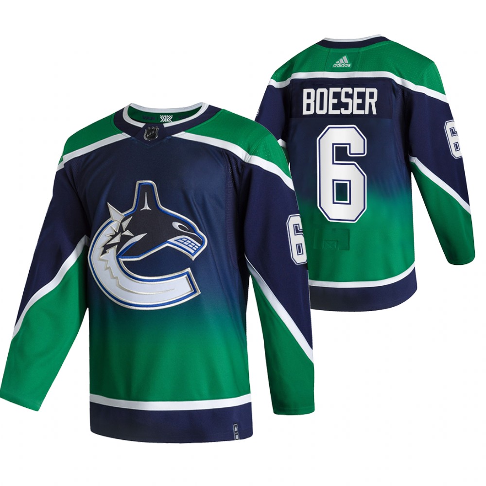 2021 Adidias Vancouver Canucks #6 Brock Boeser Green Men Reverse Retro Alternate NHL Jersey